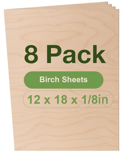 ROBOTIME 3 mm plywood ark björkfanér skuren till storlek 30 × 45 cm 8-pack träeldning modelltillverkning laserskikt material, tunna träark för hantverksprojekt