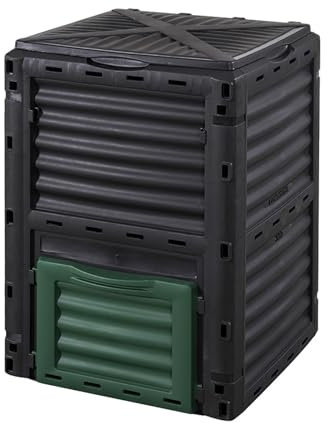 Gtzly Compostador Jardin de 300L, Compostador Sin Bpa, Contenedor de Compostaje for Exteriores de Gran Capacidad con Tapa Superior Y Puerta Inferior, CreacióN RáPida de Suelo FéRtil(Green)
