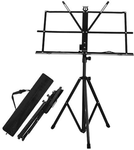 Klappbarer Notenständer aus Draht, Höhenverstellbar 650-1350mm | Schwarz, Eisen Gummi Pp, Winkelverstellbar für Unterricht und Musikpraxis