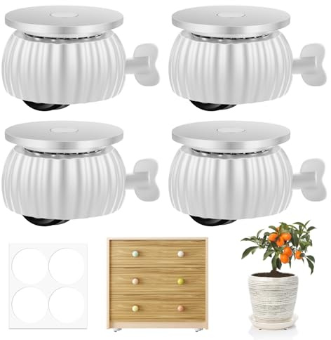 Mini Rollen für Möbel, Kugelrollen für Möbel, Selbstklebende Möbelrollen, Rollen für Möbelrollen Klein, Lenkrollen mit Bremse für Möbels Küchengeräte Aufbewahrungsboxen Schrank, 4 Stück, Weiß