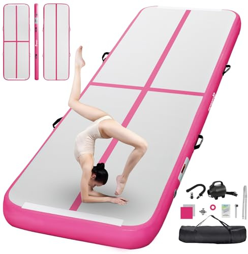 FBSPORT Airtrack Matte,10/20cm Hoch Verdicken 2/3/4/5/6 M Tumbling Matte,Gymnastikmatte mit Luftpumpe,Trainingsmatte mit Tragetasche,Turnmatte für Zuhause, Outdoor,Yoga, Übungsgymnastik usw
