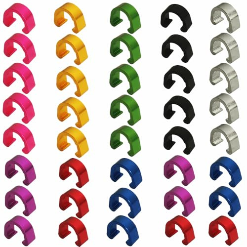 Lotatheta 5 PCS of 8 Colors C-Clips Clamps Aluminum Alloy Metal U-Clips Buckle MTB BMX Mountain Bike Bicycles Brake Cable derailleur Shifter Cable Guides Gear Cable Housing Hose 40 pcs