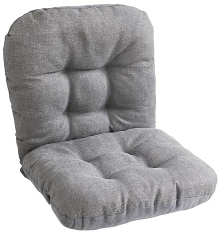 kuyouqi Soft Seat Pad with Back Support for Dining Chair, Armchair Seat Cushion Linen Velvet One-piece Chair Cushion with Ties for Home Office Garden (Light Grey)