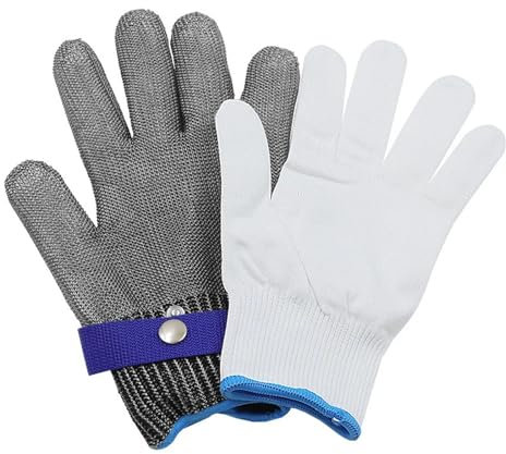 BADIKA Gants de sécurité Anti-Coupure Gants en Acier Inoxydable, Anti-Coupure, sécurité, résistant aux coupures, Protection des Mains, Gant en Maille de Viande en métal(XS)