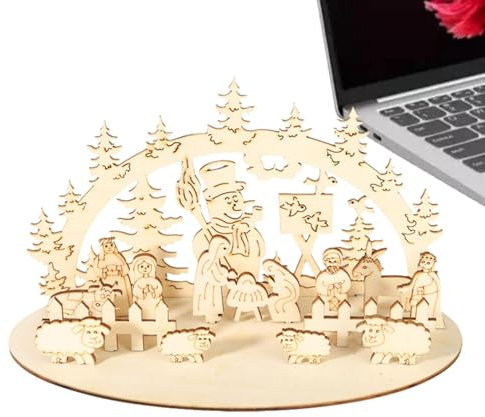 Maintenance Crib Set - Handmade Christmas Cot With Figures | Crib Scene, Wooden Christmas Decoration, Traditional Nativity Set, Living Room Table Remedy