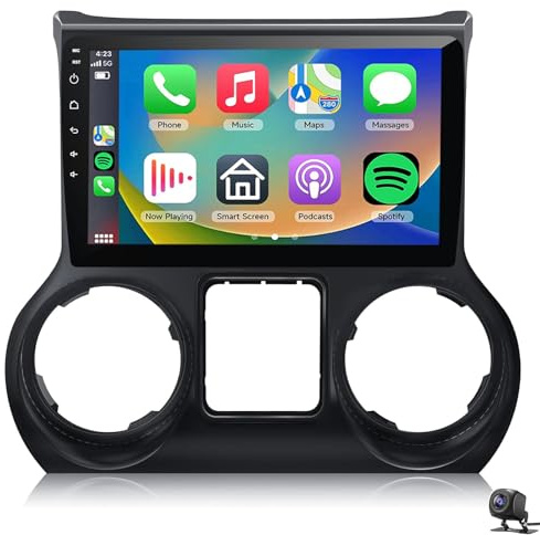 Android 14 Autoradio für J-eep Wrangler 3 JK unterstützt kabelloses Carplay Android Auto 10,2 Touchscreen Stereo mit GPS WiFi FM Radio AHD-Rückfahrkamera Mikrofon(Size:4 CORE 1+32G,Color:2011-2014)