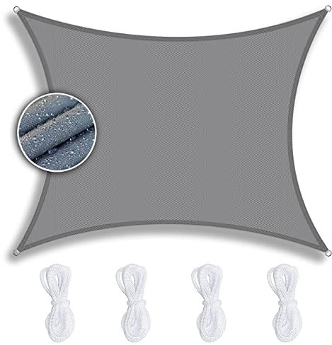 Telo ombreggiante rettangolare, 4 x 7 m, grigio chiaro, protezione UV 95%, resistente al vento, traspirante, vela ombreggiante per esterni, pergola, patio e giardino