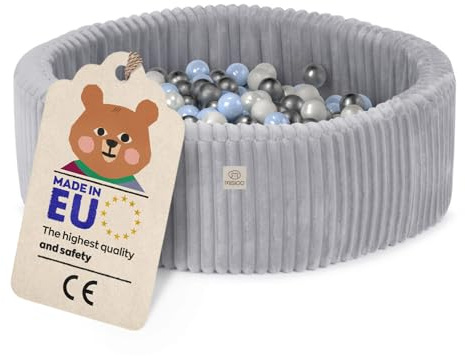 MISIOO Bollbad Baby – Premium bollbad barn från 1 år – 90 x 30 cm – Med 200 bollar – Högkvalitativa material – Perfekt för lek och utveckling – säkert lekparadis för dina små