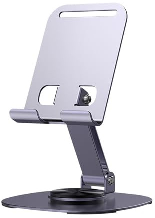 ULIJTH Cellphone Dock Foldable Tabletop Phone Cradle Holder Angles Height Adjustable Phone Tablet Stand Rotating Carbon Steel Phone Stand