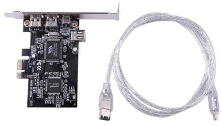 GNURBDILFO Tarjeta Adaptadora PCIe de 4 Puertos (3X 6 Pines+1X) Firewire 800 IEEE 1394 Cable de Alta Velocidad de 800 Mbps de 6 Pines A Gratis