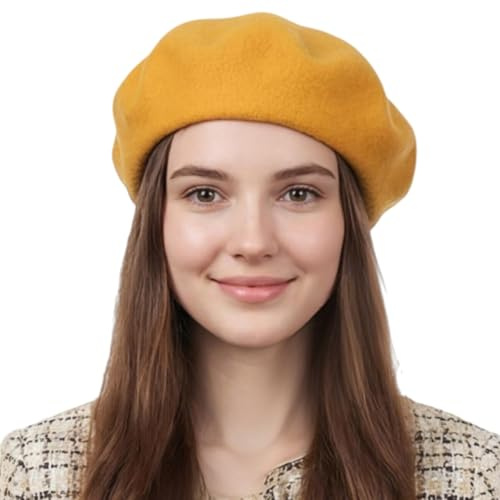 HIQIU Fransk basker dam fashionabel klassisk ull basker keps dam konstnärsmössa