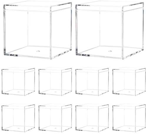 Pilikoll 10 Stück 6x6x6cm Acryl box Transparent mit Deckel für Schmuck | für Vitrine Aufbewahrung Süßigkeiten Verpackung Kunstwerke Display,Acrylbox mit Deckel,Quadratische Acrylbox,Aufbewahrungsbox