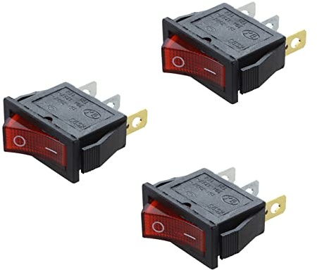 Janasiba 3X Interrupteur A Bascule ON OFF Bipolaire 28X10mm 250V 15A ROUGE 3 Bornes