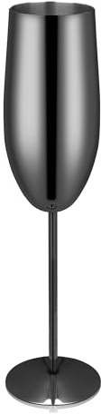 Gurlideo Flûtes à champagne incassables en acier inoxydable - 250 ml - Pour mariée et marié - Noir