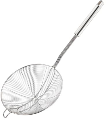 Tofficu Colador de Acero Inoxidable con Mango Ergonómico Doble Malla Resistente al Calor Espumadera para Pasta Fritura y Verduras Diámetro Utensilio Cocina Multifunción
