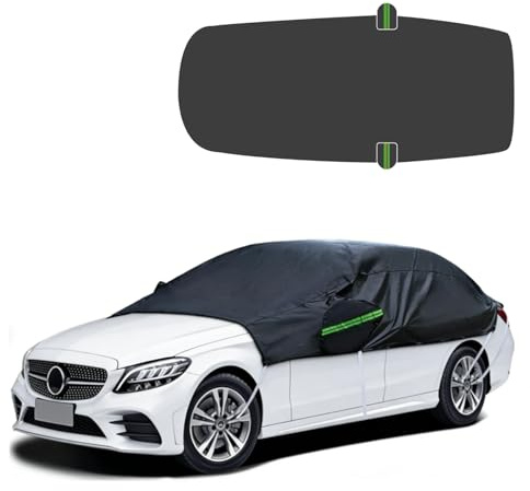 Universellt halvgarage bilskydd, halvt bilskydd med krokar och remmar, vattentätt bilgarageskydd för bil, allvädersskydd mot regn, damm, sol (trehjulslimobutik)