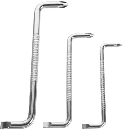 TEHAUX Juego de 3 Destornilladores Acodados Tipo Z de Acero al Carbono, Mango Corto Ergonómico Antideslizante, para Espacios Reducidos y Tornillos en Ángulo Recto, Herramienta Manual