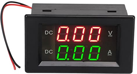Focket Amperometro Voltmetro Digitale, Amperometro A Doppio Display con Spostamento Automatico 600 V 100 A, Misuratore da Pannello LED con Cavi di Collegamento per il Monitoraggio della Batteria