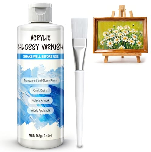 Allisway Barniz Acrilico, Barniz, Tapones Protectores para Diluyentes de Pintura Acrílica, Pinturas Fluidas y Pastas de Modelado, Barniz Spray Brillo, Resistente Al Agua y Al Calor, 268g