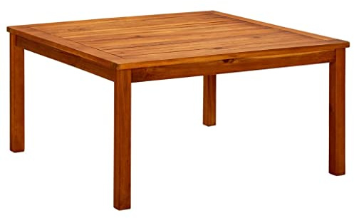 LoogCape Trädgårdssoffbord av akaciaträ 85 x 85 x 45 cm med naturoljefinish, väderbeständigt, ribbotten för terrass, balkong, utomhus, som sidobord och loungebord