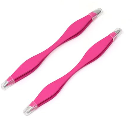 Yueton - Juego de pinzas de doble extremo para cejas y cabello encarnado (2 unidades)