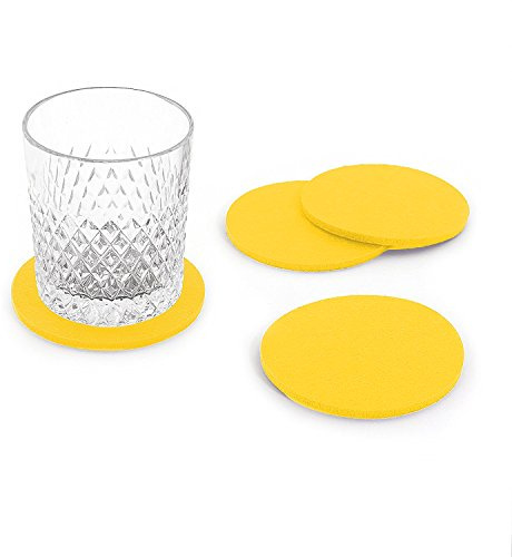 Oblique Unique® Filzuntersetzer rund 4er Pack für Tisch und Bar - Glasuntersetzer Untersetzer aus Filz (Gelb)