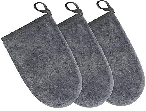 KinHwa Gant Démaquillant Visage Lavable Microfibre Réutilisable, lingette demaquillante Chiffon demaquillant Lavable Serviette de Toilette 13cm x 20cm 3 pièces Gris