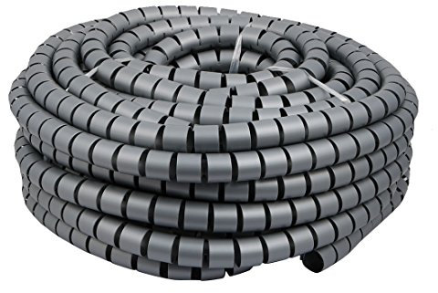 Aexit Avvolgicavo flessibile a spirale per cavi, cavo grigio, lunghezza 30 mm, lunghezza x 25 metri, con clip (d6d38e30c26450bcc85665406a4f2133)