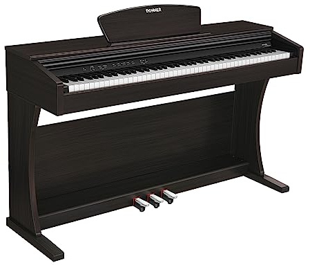 Donner DDP-300 Digital Piano with 88 Graded Hammer Action Weighted Keys, Record, Bluetooth, 10 Voices, 4 Reverb, Speakers, Professional Full Fize Key Keyboard Electric Dark Rose
