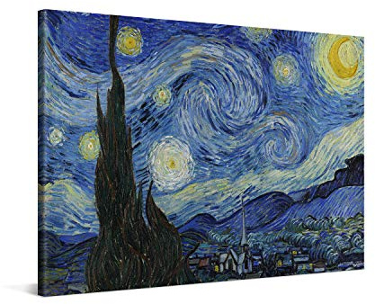 PICANOVA – Vincent Van Gogh Die Sternennacht 60x40 cm – Bild auf Leinwand – Leinwandbild – Premium Leinwanddruck – Kunstdruck Auf 2cm Holz-Keilrahmen Für Schlaf- Und Wohnzimmer