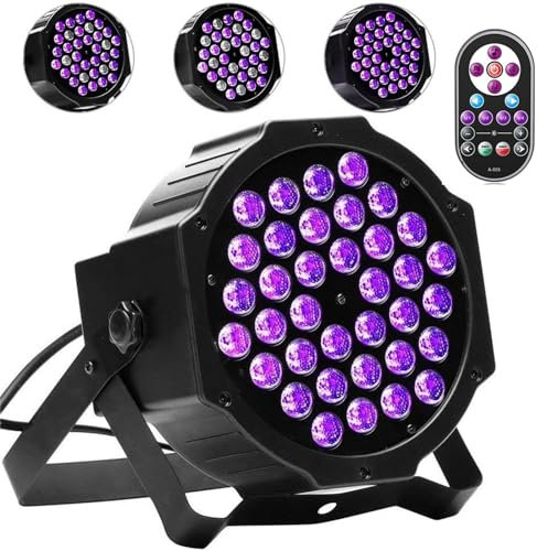Luce Negras UV, 36 LED UV Luces Discoteca Par DMX512 con Control Remoto, Luz de Escenario para Fiestas, Bares, Escenarios, Navidad, Halloween, Bodas