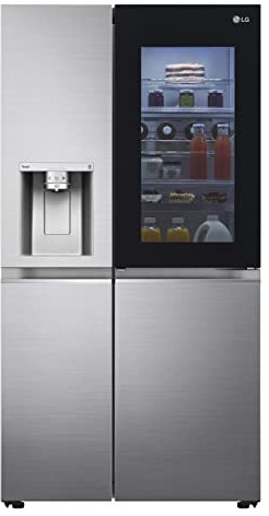 LG GSXV91PZAE Amerikanischer Kühlschrank Side by Side InstaView Total No Frost mit Gefrierfach, 635 l, Nano-UV-Eis-Spender, Türkühlung, Linear Cooling, Smart Kühlschrank mit WLAN und Gefrierschrank