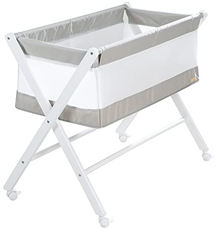 roba Stubenbett, klappbar, Holz, weiß lackiert, mit Einhang aus Mesh atmungsaktiv