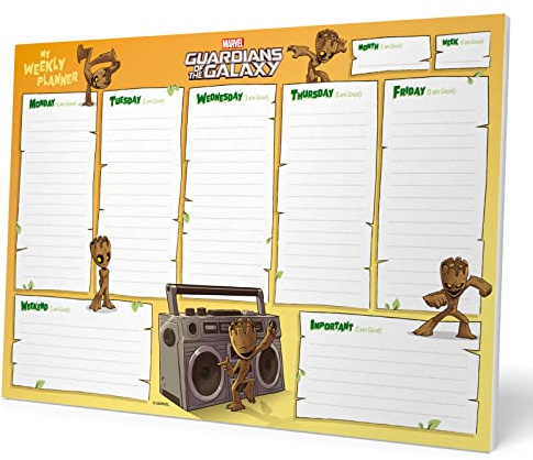 Grupo Erik Wochenplaner Block A4 Kalender Planer Marvel Groot - Tischplaner - Tischkalender ohne Datum - Schreibtischunterlage Papier, Groot, 0