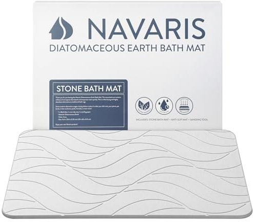 Navaris Tappeto Bagno Assorbente - Tappeto Pietra Diatomite - Tappetino Antiscivolo Doccia - Asciuga Passi 60 x 39 cm - Accessori Casa Moderna - Color Avorio