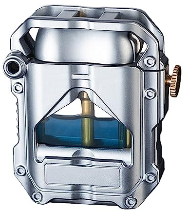 Transparenter Öltank-Kerosinfeuerzeug, kreatives mechanisches Feuerzeug aus Metall, vorübergehend winddichter, transparenter Kraftstofftank-Anti-Breaker, an Kollegen, Väter und Freunde senden (Color