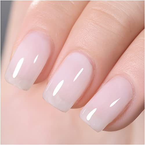 GAOY Smalto per unghie Jelly Nude Gel, 16 ml Smalto per gel semitrasparente bianco trasparente, fotopolimerizzazione UV per Nail Art fai da te, colore 1641, Sheer White