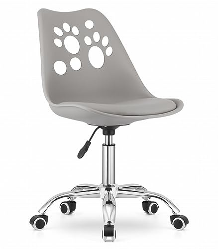 NMK HOME Drehstuhl Kunstleder Höhenverstellbar Ergonomisch Grau | Kunstlederbezug, Büro- und Heimumgebung, Rückenschmerzenvermeidung, festes Design, 360° Drehung, modernes Aussehen