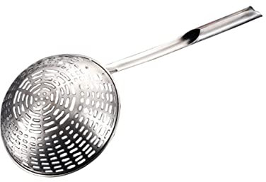 MAGICLULU Edelstahl Nudelsieb Mit Sieb Und Löffel Für Kochen Und Backen Ergonomisches Haushalts-bratlöffel Spaghettisieb Küchenzubehör Abperlend Für Heiße Flüssigkeiten