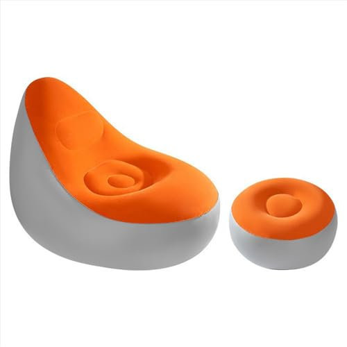 ZMIN Blow Up Couch, aufblasbarer Freizeit-Sofastuhl und Fußschemel, klappbares Liegesofa mit Beflockung, Lazy Couch, für Innen-Wohnzimmer, Schlafzimmer, Lesezimmer, Büro, Balkon,A,110 * 95 * 76CM