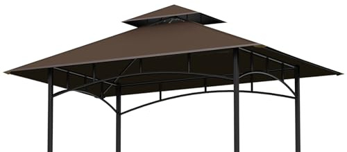 OIPUNSHLE Ersatz-Überdachung für Grillpavillon, 1,5 m x 2,4 m, doppelstöckiges Ersatzdach, Grillschutzabdeckung, Dach passend für Pavillon-Modell L-GG001PST-F (braun)