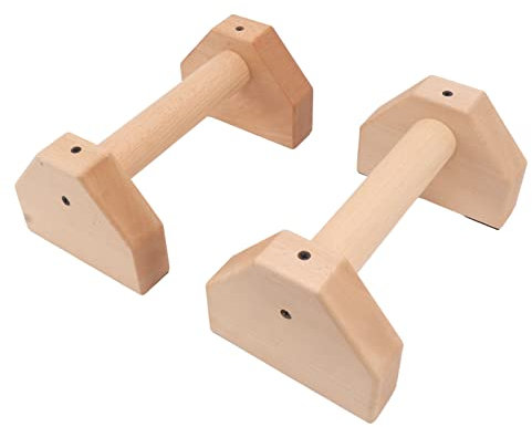 Tomotato 1 Paar Liegestützgriffe Holz, Handstand Barren aus Holz Mit Rutschfester Basis für Krafttraining für Männer, Planks Calisthenics, Fitnessgeräte(25cm)