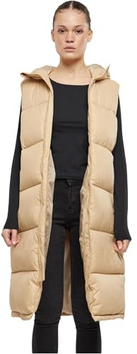 Urban Classics Ladies Long Hooded Puffer Vest unionbeige, L