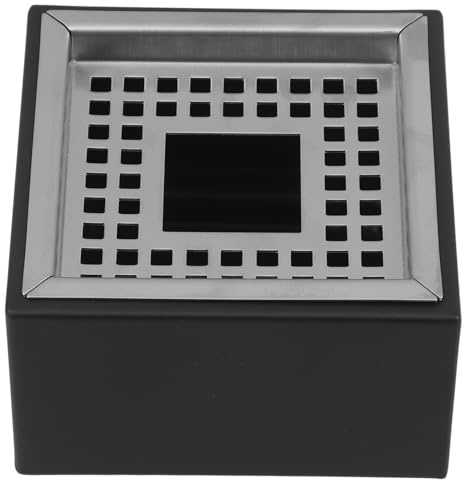 JECOMPRIS Cenicero de Metal Cuadrado Grande Anti Polvo Acero Inoxidable para Interior Sala de Estar Oficina sin Olores Accesorio Funcional
