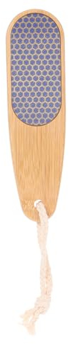Lima Piedi in Vetro e Legno Manico, Beige, per Calli | Uso Casa e Salone, Rimuove Pelle Morta, Accessorio per Pedicure, Formato Compatto per Cura del Piede