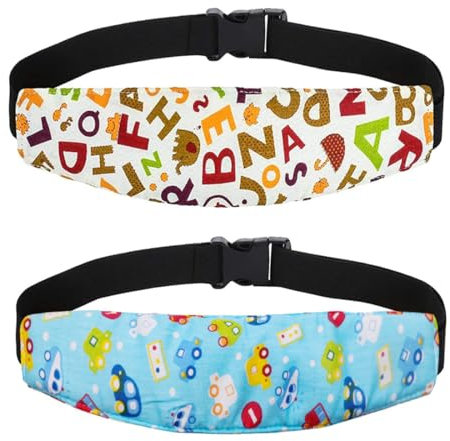 2 Pièces Bandeau Voiture Pour Enfant, Appuie Tête de Siège Enfant, Cale-têtes pour Sièges Auto, Réglable Tête Fixation Holder, Bandeau Voiture Pour Enfants à Protéger Cou Epaules