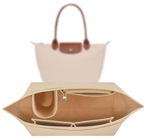 Sunshine smile Organizer für Longchamp Tasche,Organizer für Longchamp Pliage L,Tascheninnenorganizer,Taschenorganizer,Multi-Pocket Felt Handbag,Filz Taschenorganizer mit Mehreren Taschen