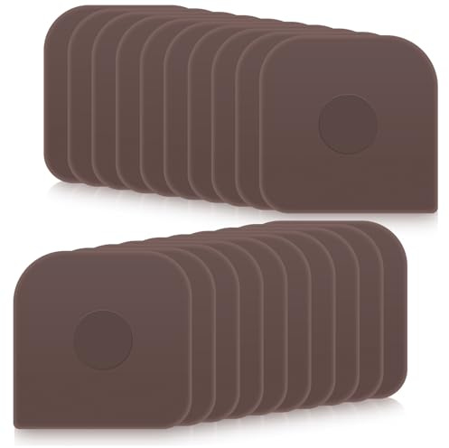 20Pcs Pan Scraper Nylon Pot Scrapers Dish Scraper Tool 6x6x0.4cm Portable Food Scraper Cast Iron Skillet Pan Cleaner Nonslip Grease Scraper for Cookware(Brown)