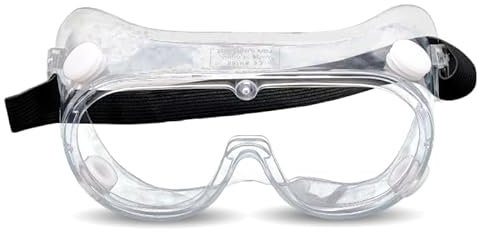 Anti Fog Chemical Splash Resistant Safety Goggles, Protective Eyewear Eye Protection for Outdoor or Indoor DIY, Laboratory work, Professional or Personal use, PPE (Clear with adjustable Black Strap)