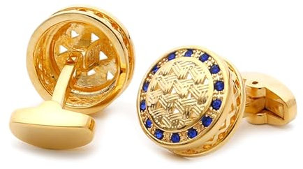 Manschettenknöpfe Manschettenknöpfe Gold Herren Kubischer Zirkonia Vergoldet Runden 28X20cm für Herren Père Fils Valentinstag Unternehmen